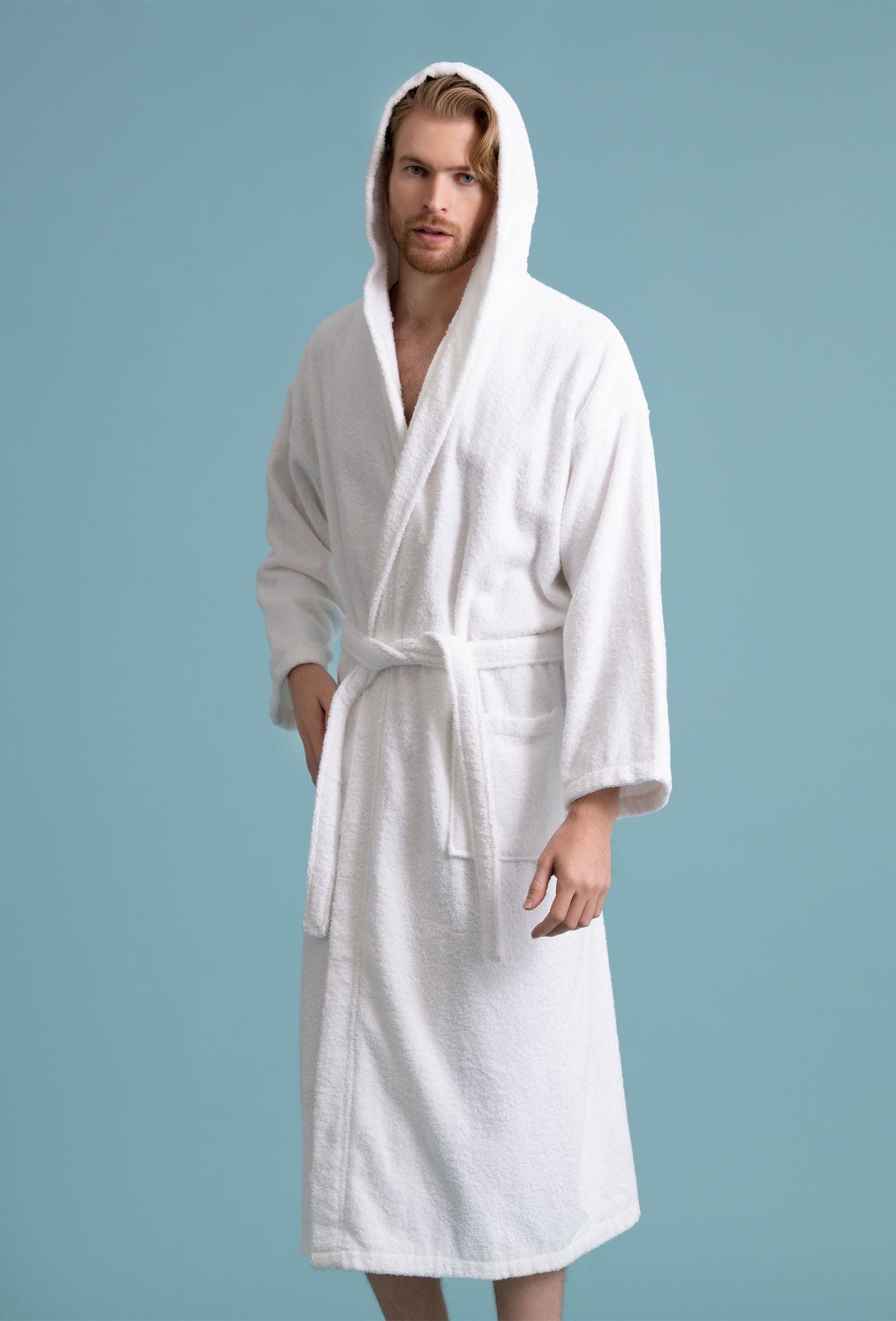 Mens hooded outlet towelling bathrobe