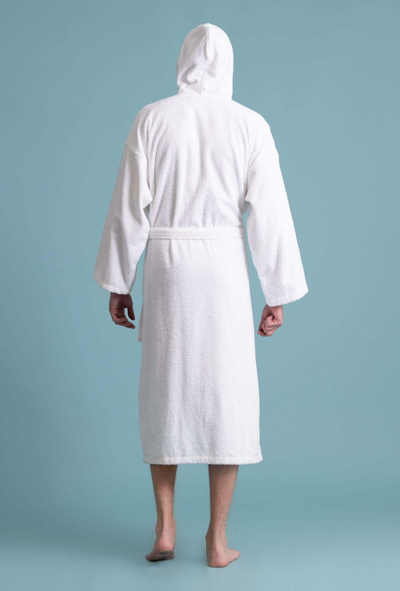 Men s Hooded Robe Turkish Cotton Terry Hooded Spa White Bathrobe