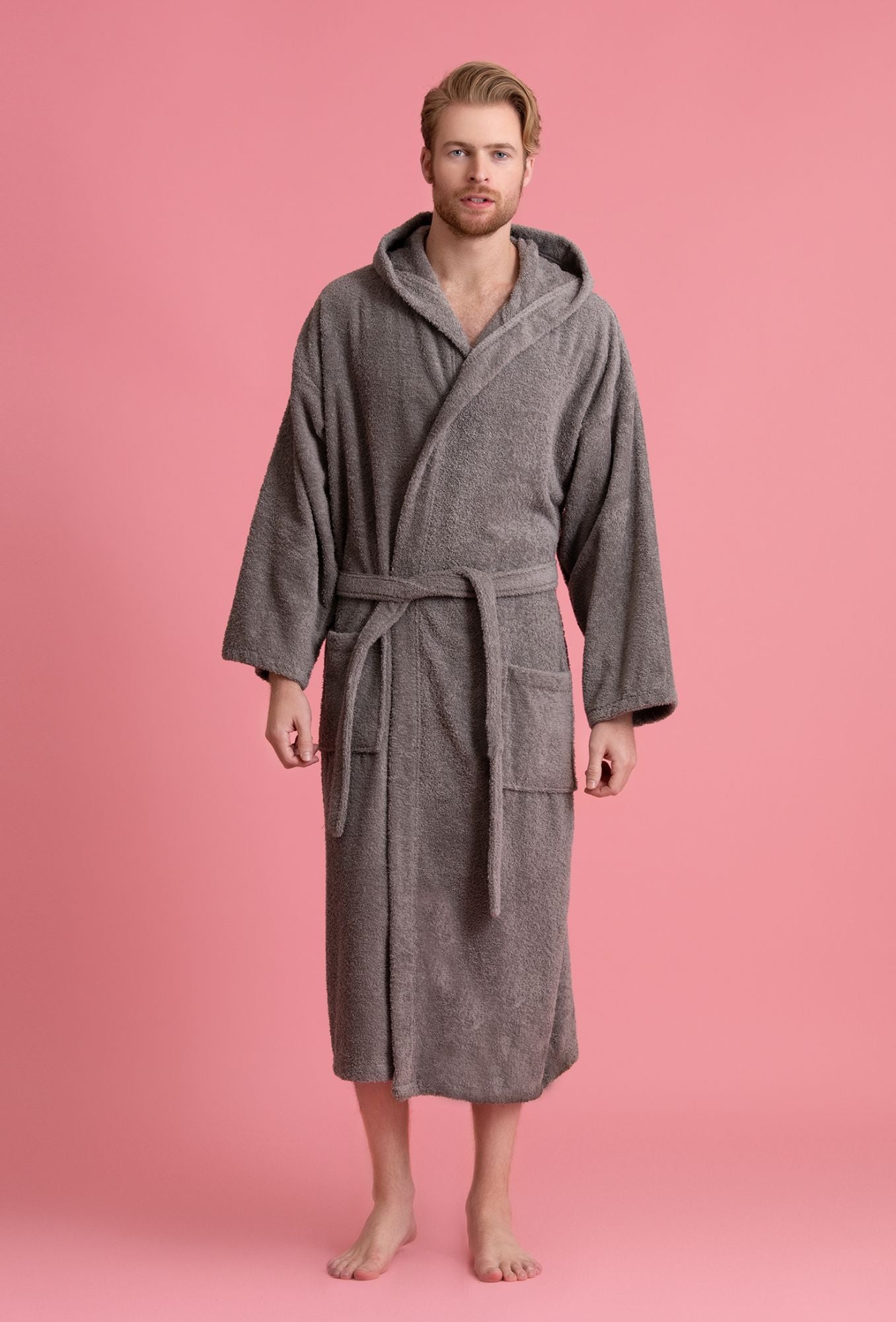 Men's hooded best sale cotton bathrobe