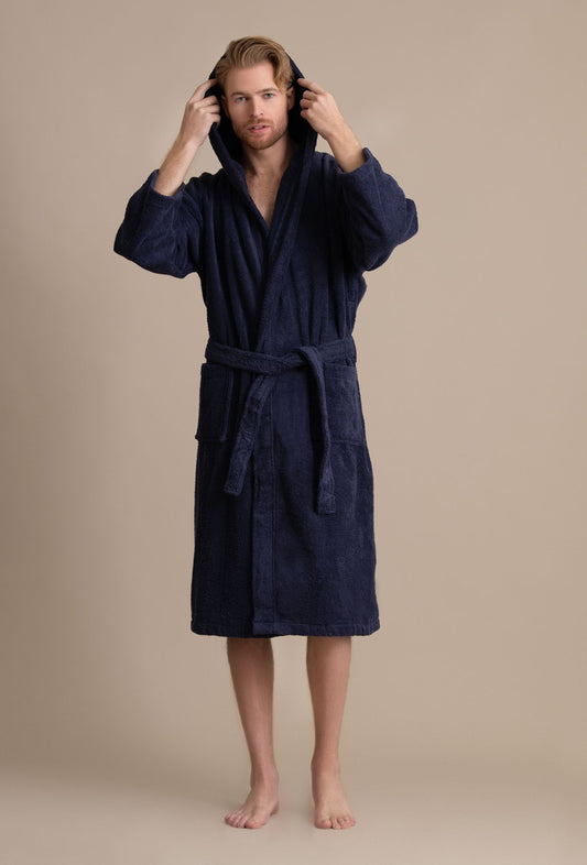 TowelSelections Mens Robe with Hood, Premium Cotton Terry Cloth Bathrobe,  Soft Bath Robes for Men XX-Large Blue Heaven